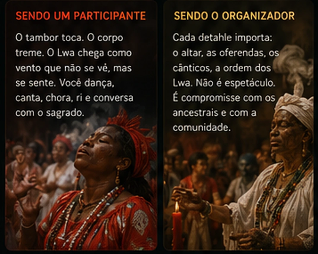 Ilustração editorial inspirada em perspectivas de uma cerimônia Vodou